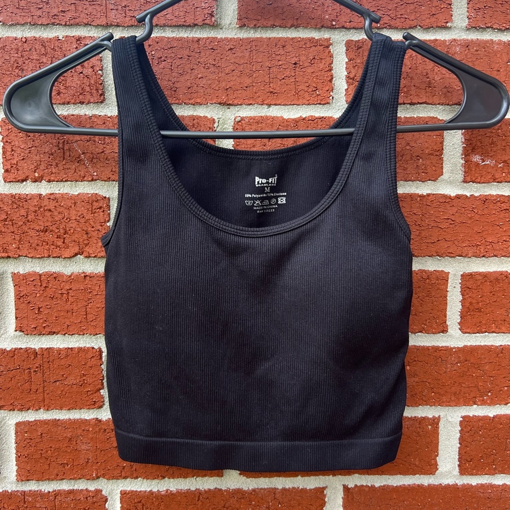 Black cropped tee or workout top